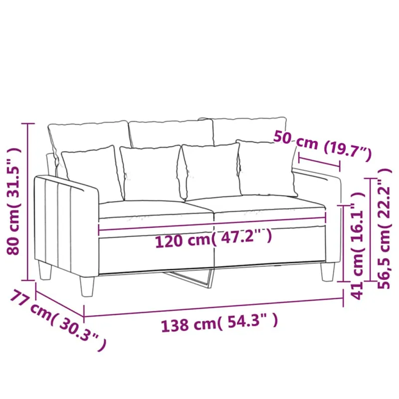 Dvivietė sofa, rožinės spalvos, 120cm, aksomas