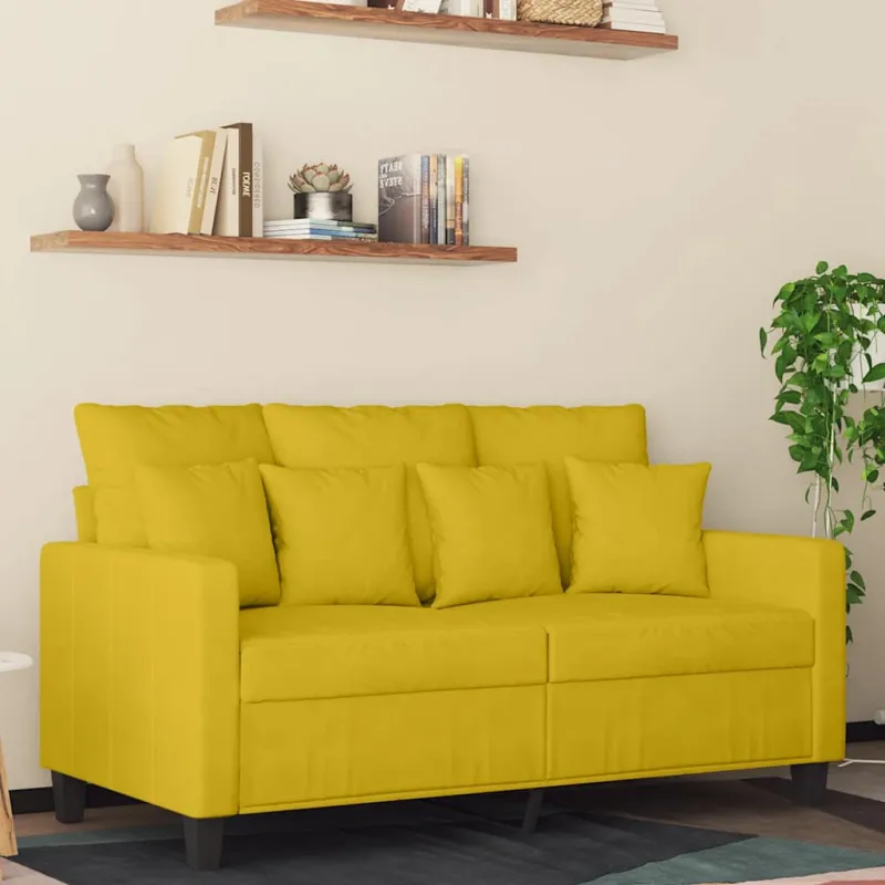 Dvivietė sofa, geltonos spalvos, 120cm, aksomas