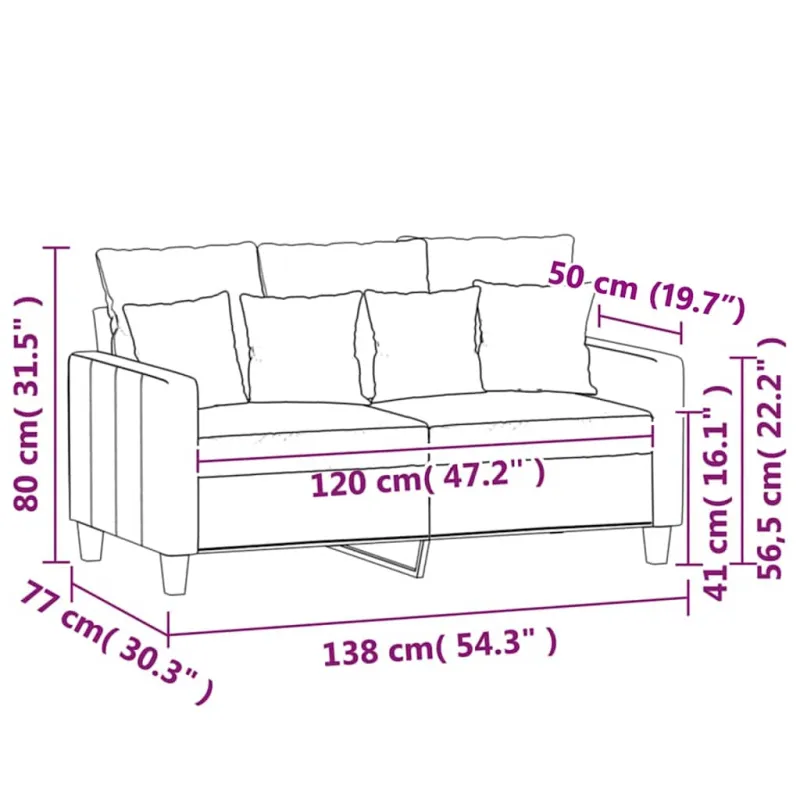 Dvivietė sofa, rudos spalvos, 120cm, aksomas