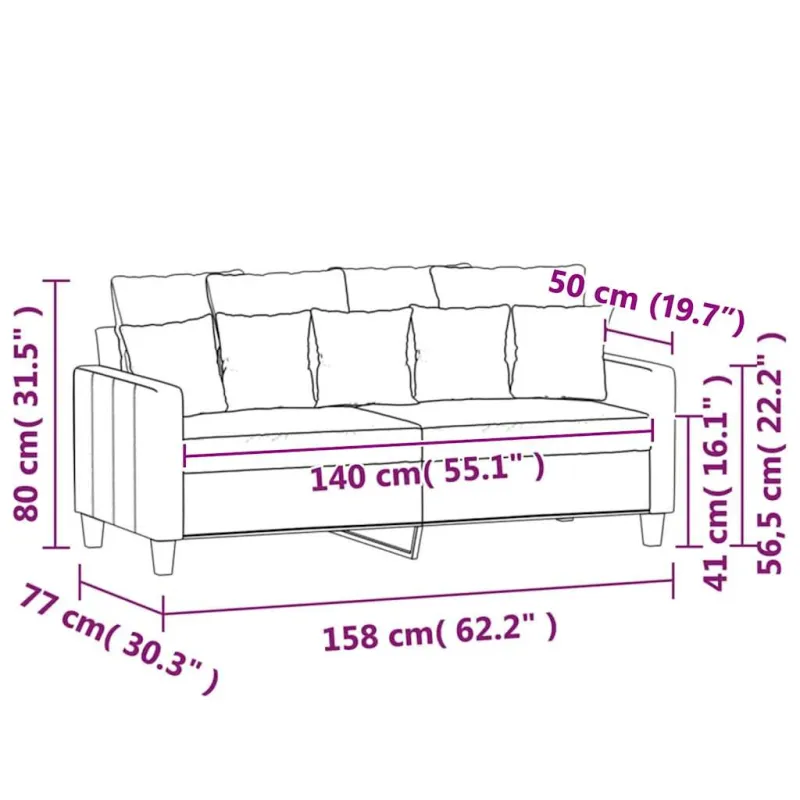 Dvivietė sofa, rudos spalvos, 140cm, aksomas