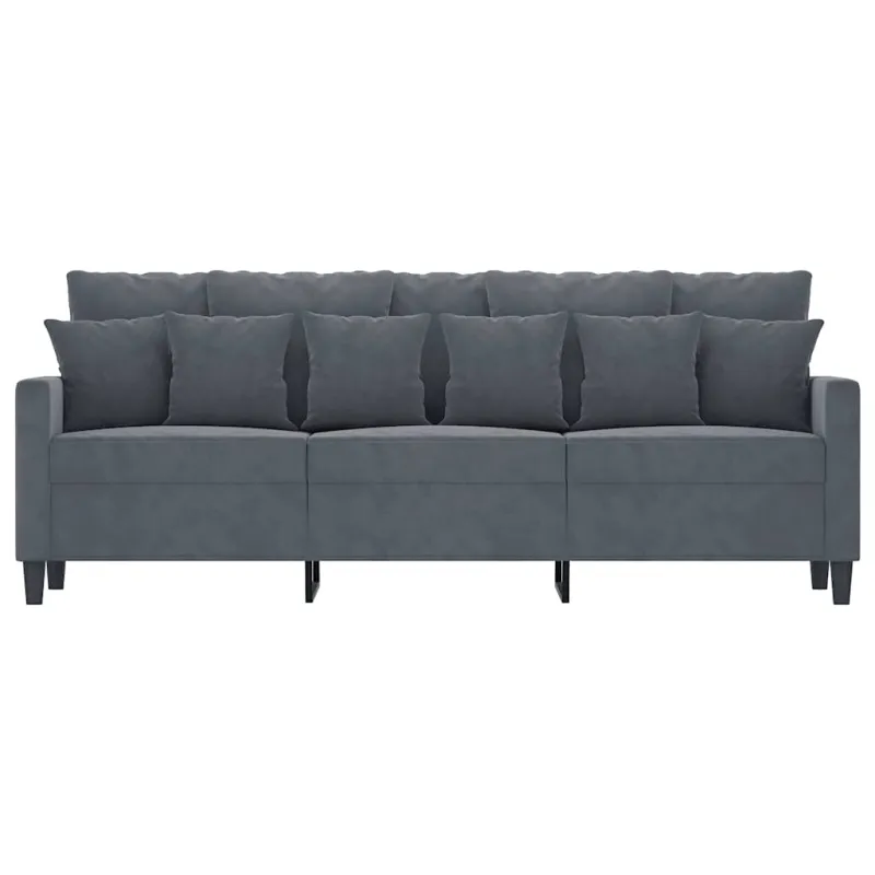 Trivietė sofa, tamsiai pilkos spalvos, 180cm, aksomas
