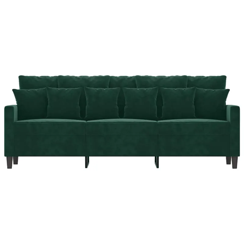 Trivietė sofa, tamsiai žalios spalvos, 180cm, aksomas