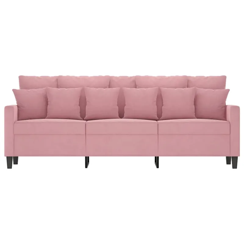 Trivietė sofa, rožinės spalvos, 180cm, aksomas
