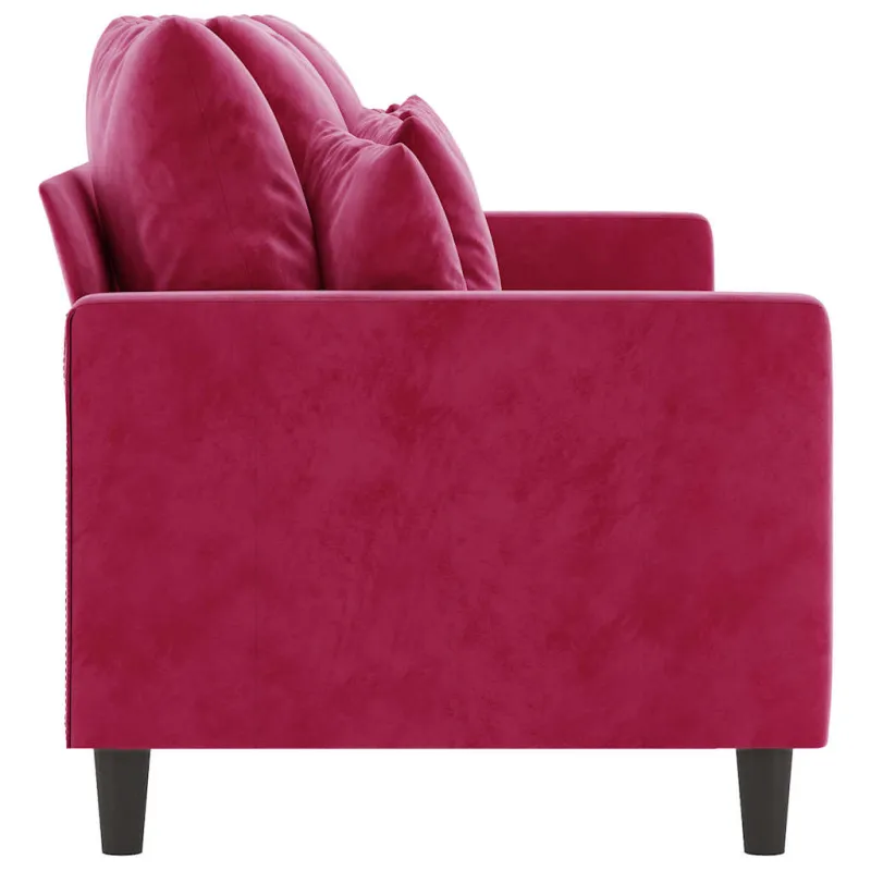 Trivietė sofa, raudonojo vyno spalvos, 180cm, aksomas