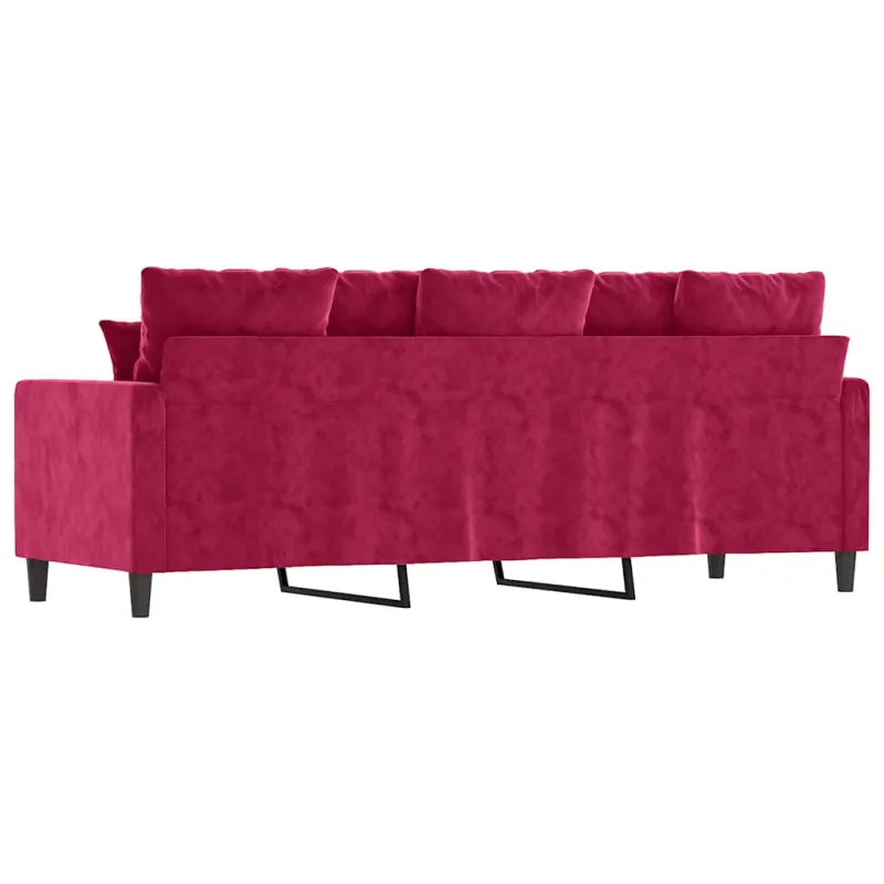 Trivietė sofa, raudonojo vyno spalvos, 180cm, aksomas
