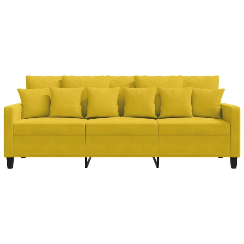 Trivietė sofa, geltonos spalvos, 180cm, aksomas