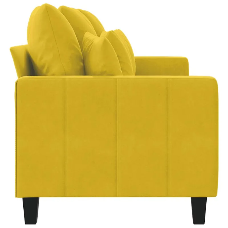 Trivietė sofa, geltonos spalvos, 180cm, aksomas