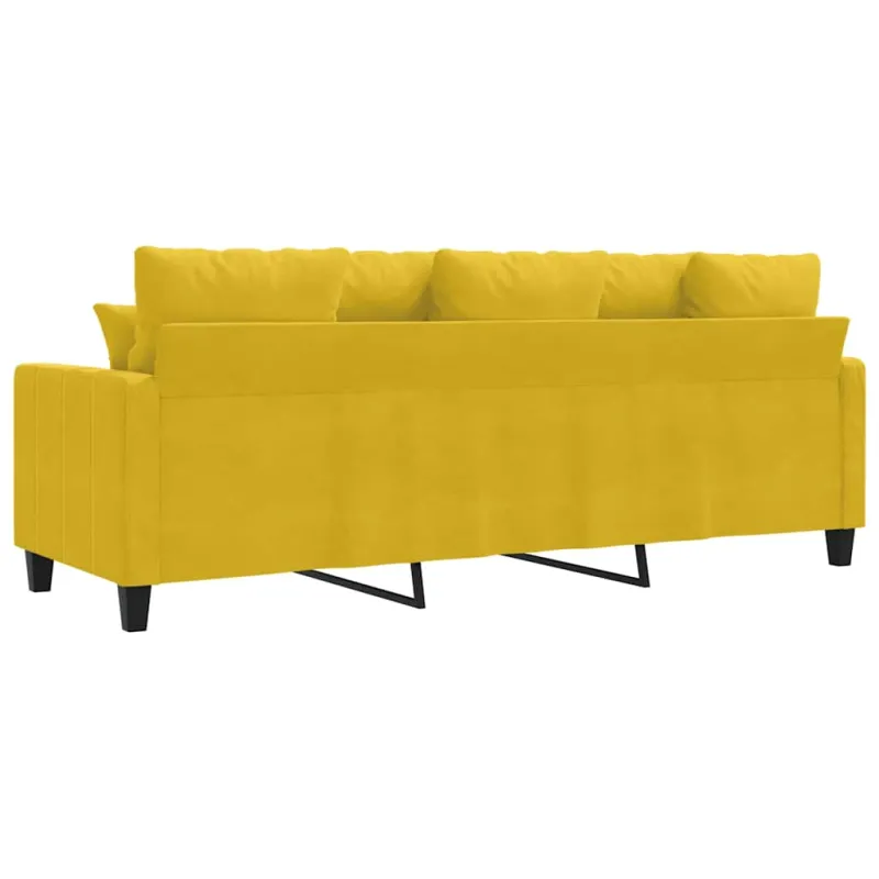 Trivietė sofa, geltonos spalvos, 180cm, aksomas