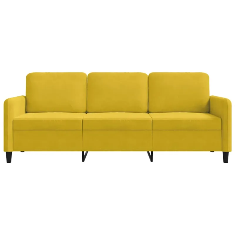 Trivietė sofa, geltonos spalvos, 180cm, aksomas