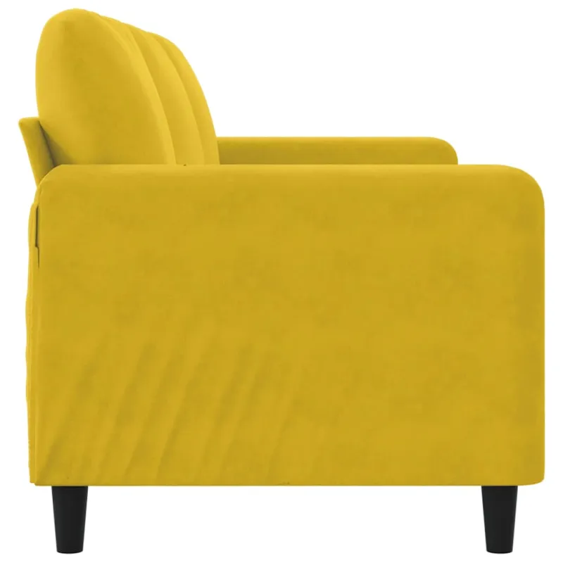 Trivietė sofa, geltonos spalvos, 180cm, aksomas