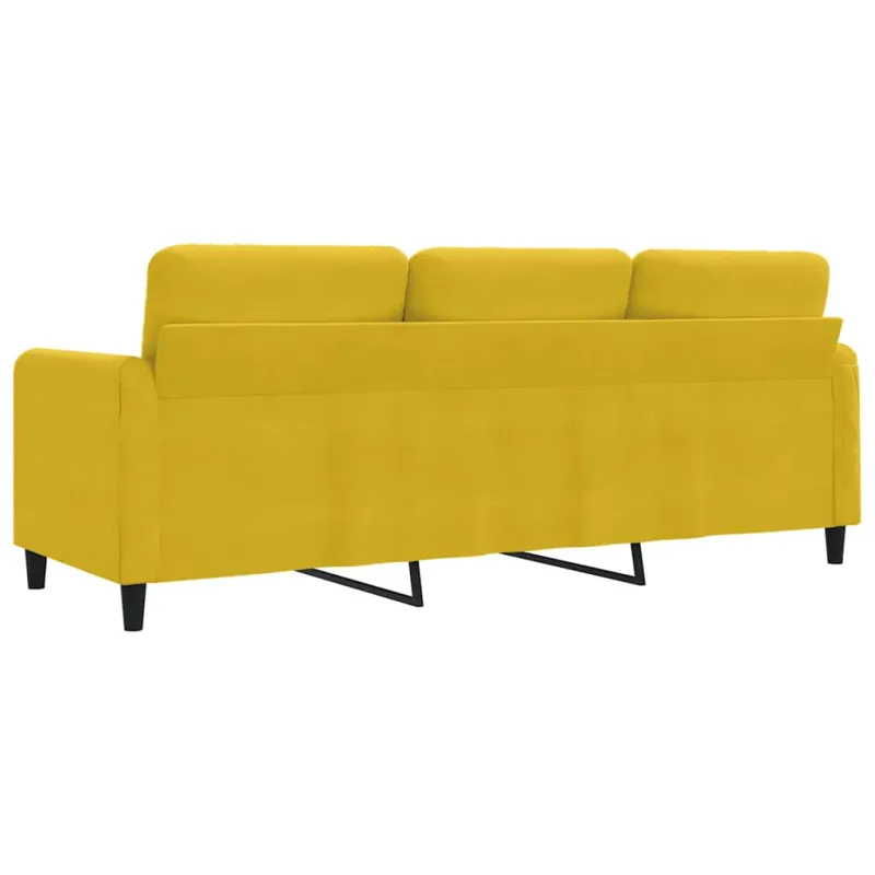 Trivietė sofa, geltonos spalvos, 180cm, aksomas