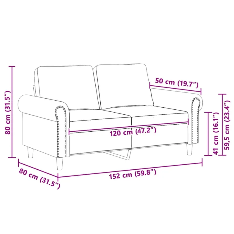 Dvivietė sofa, šviesiai pilkos spalvos, 120cm, aksomas