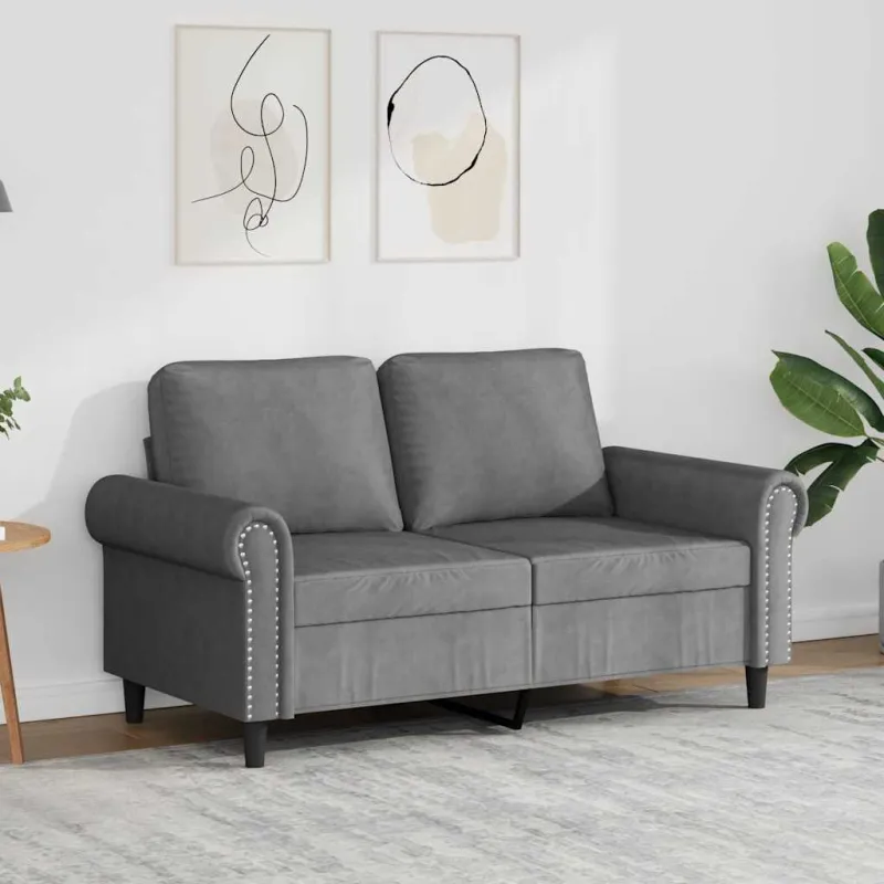 Dvivietė sofa, tamsiai pilkos spalvos, 120cm, aksomas