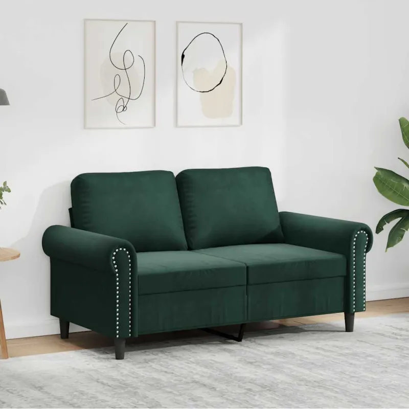 Dvivietė sofa, tamsiai žalios spalvos, 120cm, aksomas