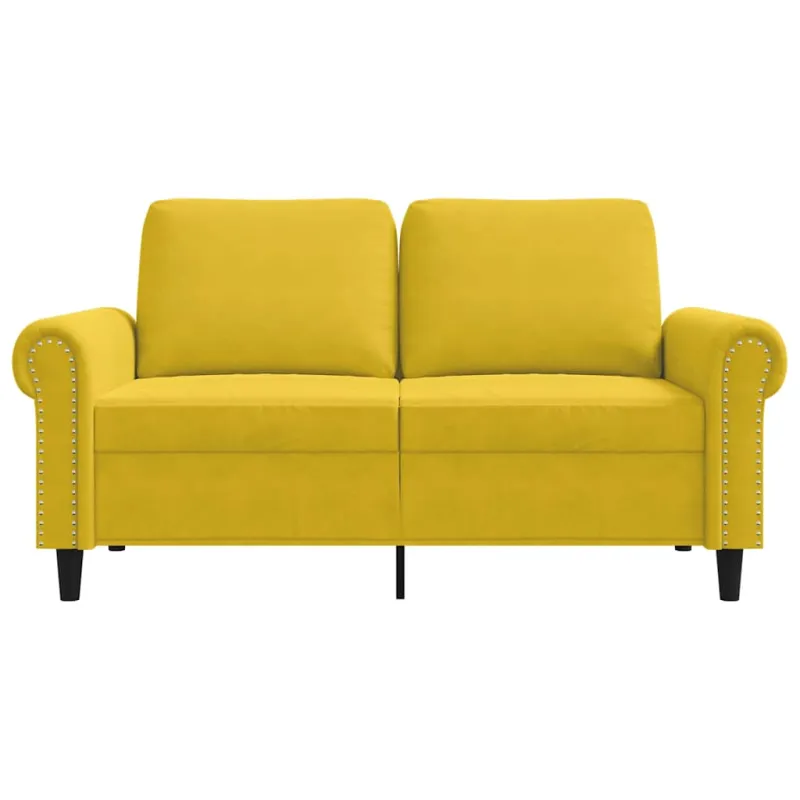 Dvivietė sofa, geltonos spalvos, 120cm, aksomas