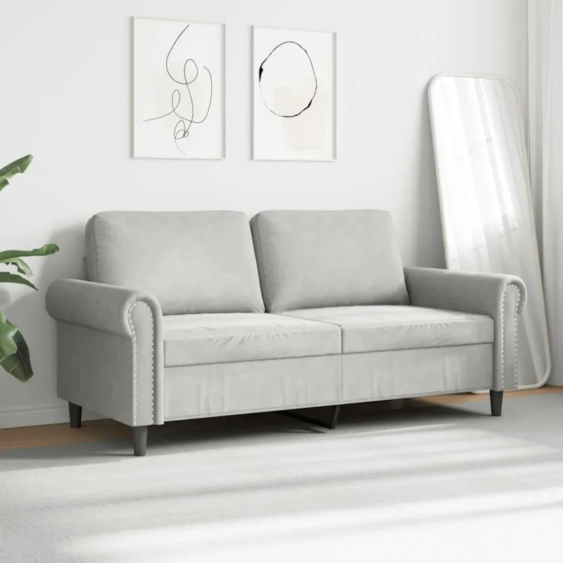 Dvivietė sofa, šviesiai pilkos spalvos, 140cm, aksomas