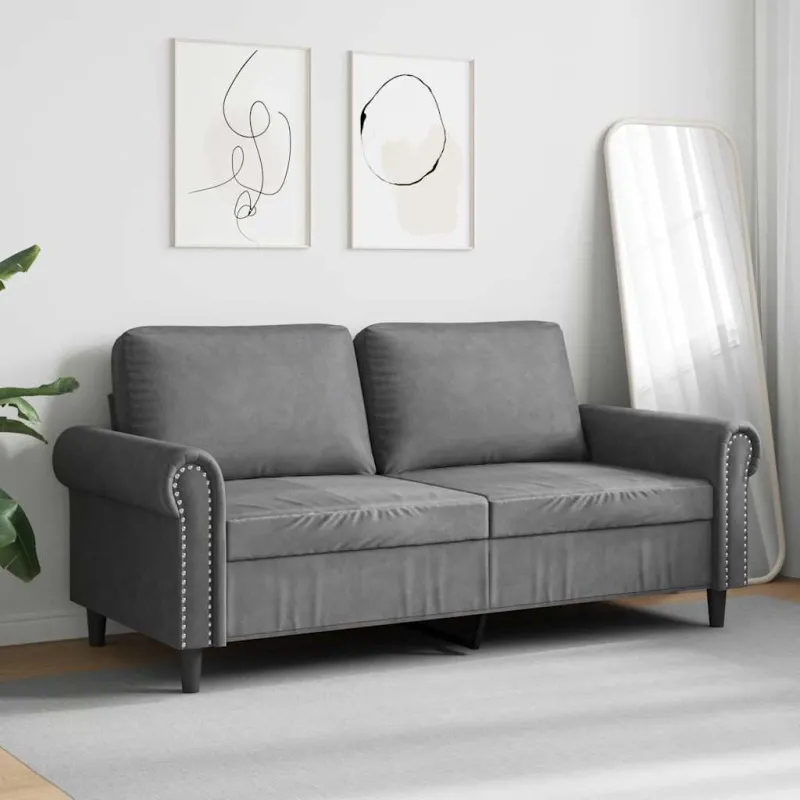 Dvivietė sofa, tamsiai pilkos spalvos, 140cm, aksomas