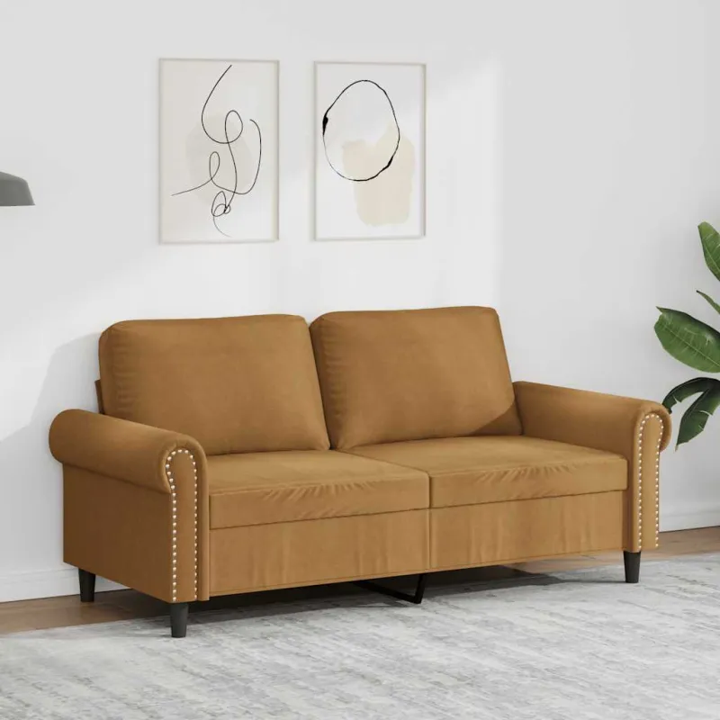 Dvivietė sofa, rudos spalvos, 140cm, aksomas
