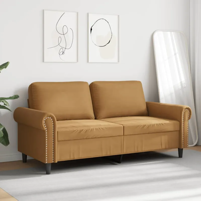 Dvivietė sofa, rudos spalvos, 140cm, aksomas