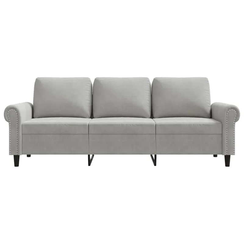 Trivietė sofa, šviesiai pilkos spalvos, 180cm, aksomas