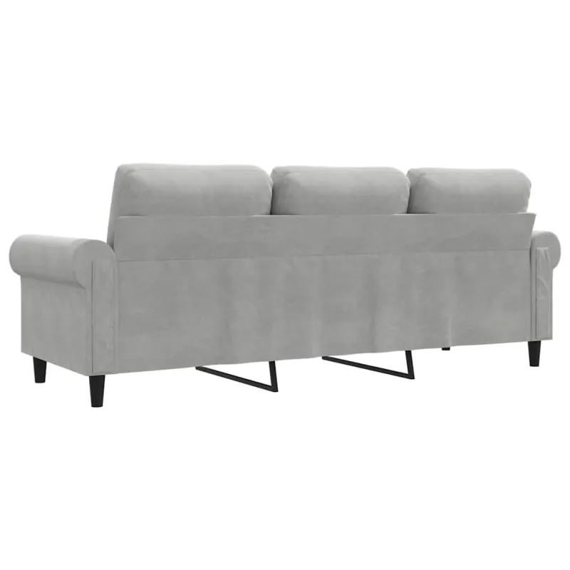 Trivietė sofa, šviesiai pilkos spalvos, 180cm, aksomas