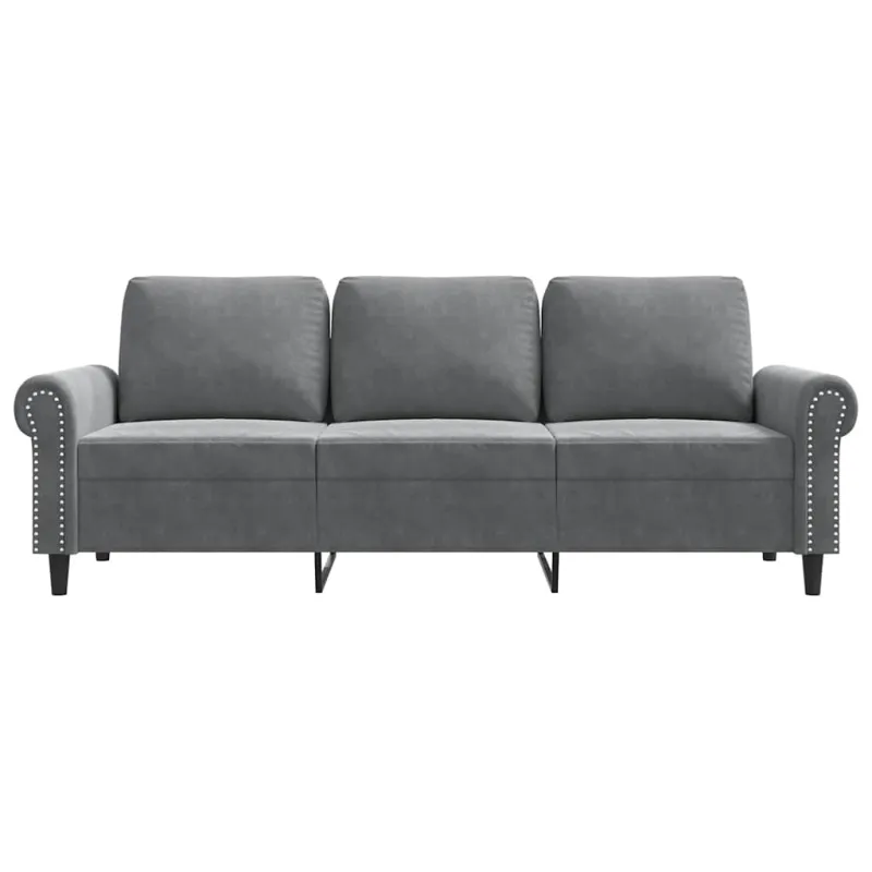 Trivietė sofa, tamsiai pilkos spalvos, 180cm, aksomas