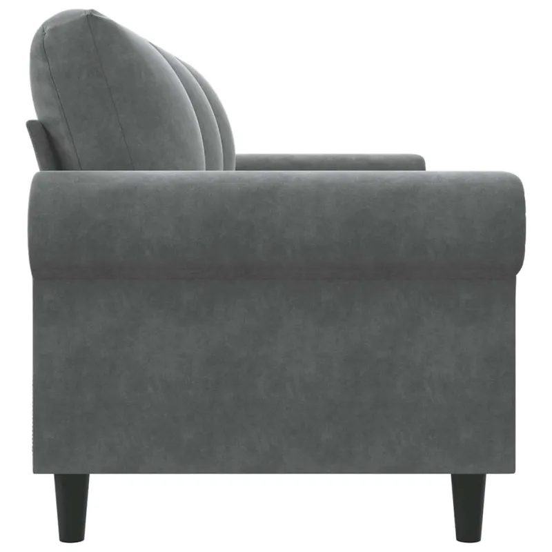 Trivietė sofa, tamsiai pilkos spalvos, 180cm, aksomas