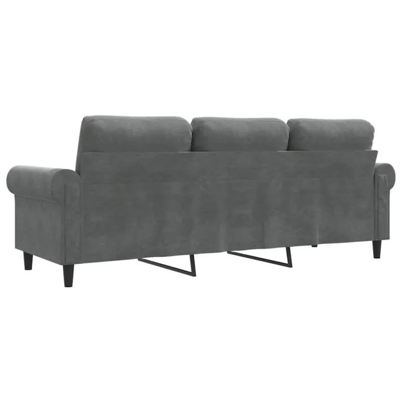 Trivietė sofa, tamsiai pilkos spalvos, 180cm, aksomas