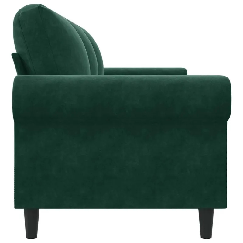 Trivietė sofa, tamsiai žalios spalvos, 180cm, aksomas