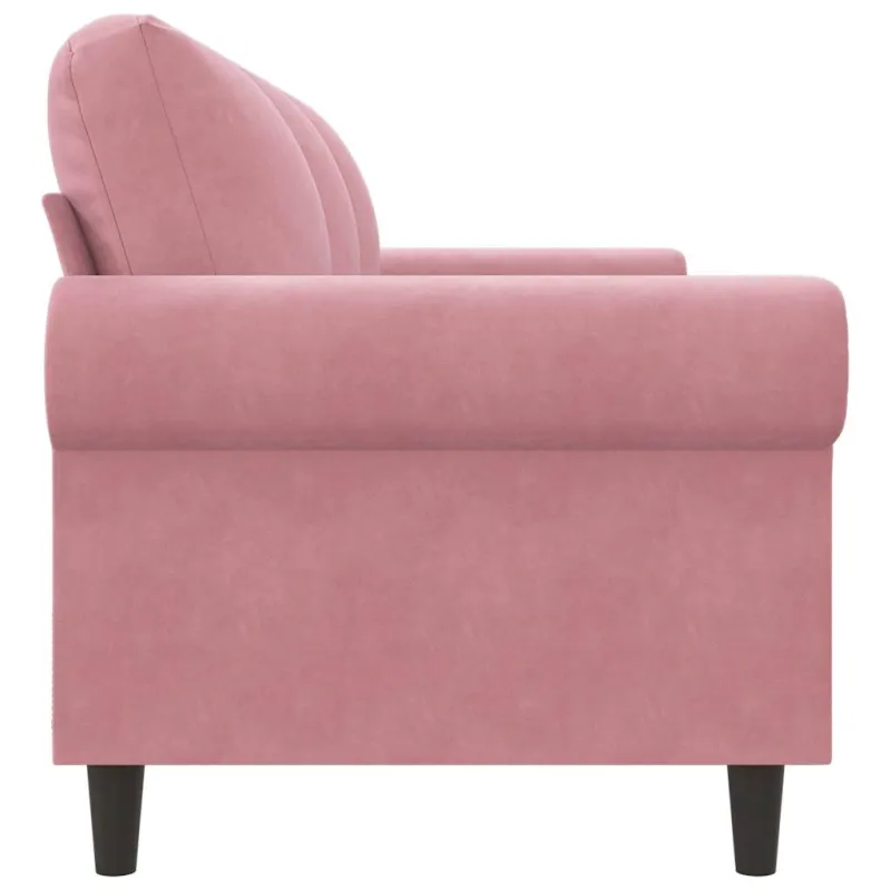 Trivietė sofa, rožinės spalvos, 180cm, aksomas