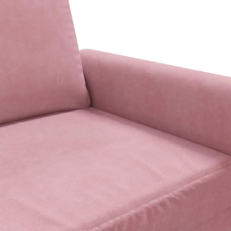 Trivietė sofa, rožinės spalvos, 180cm, aksomas