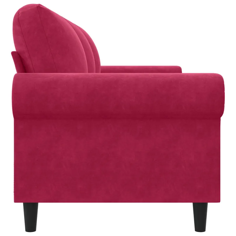 Trivietė sofa, raudonojo vyno spalvos, 180cm, aksomas