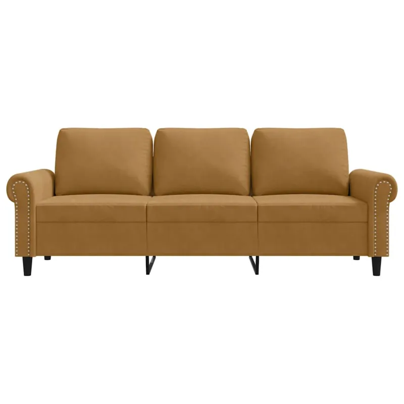 Trivietė sofa, rudos spalvos, 180cm, aksomas