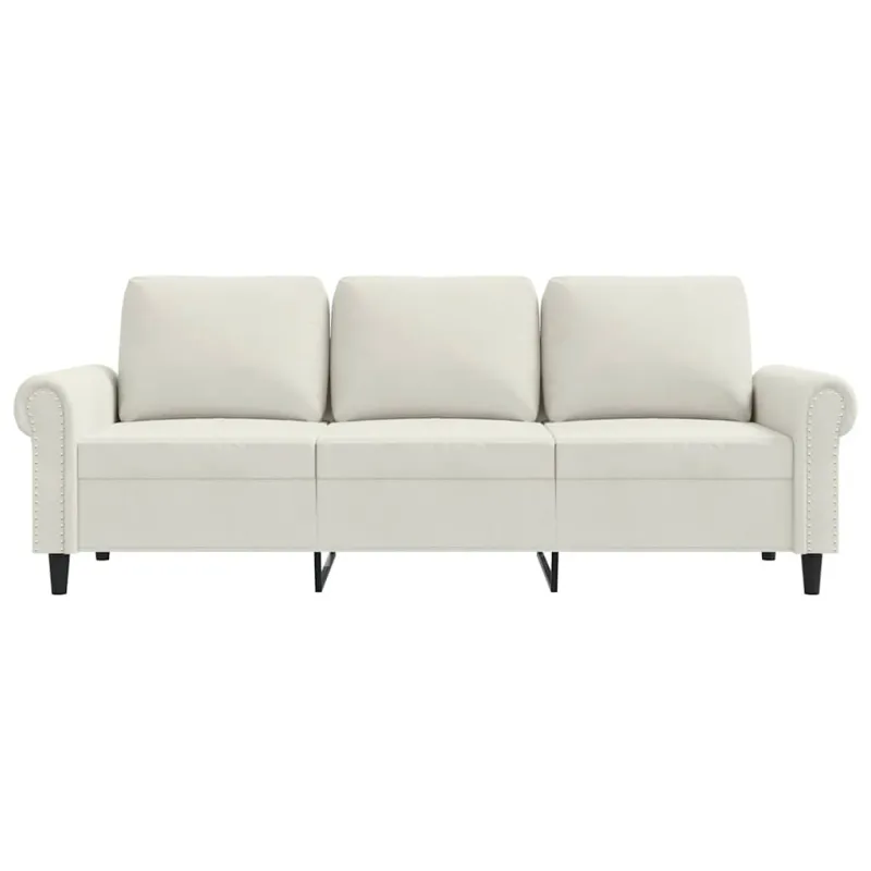 Trivietė sofa, kreminės spalvos, 180cm, aksomas