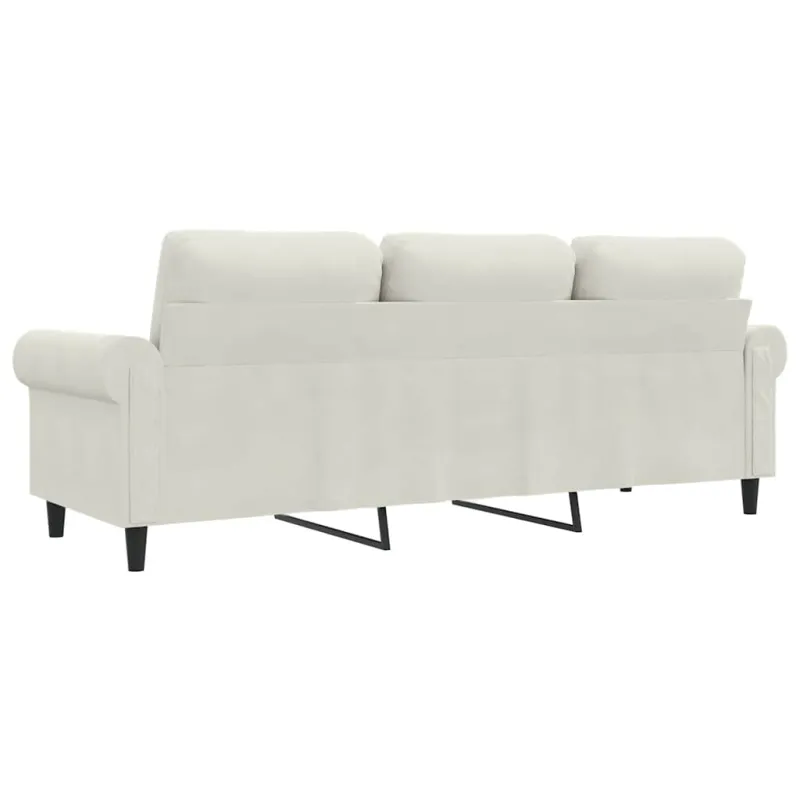 Trivietė sofa, kreminės spalvos, 180cm, aksomas