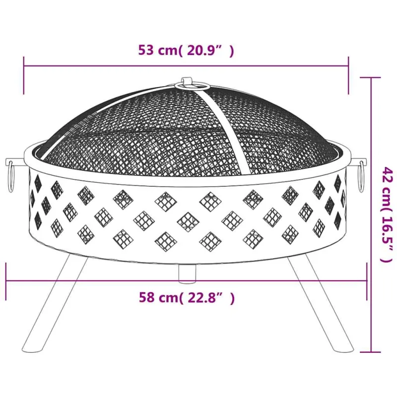 Laužavietė su žarstekliu, 58cm, plienas, XXL