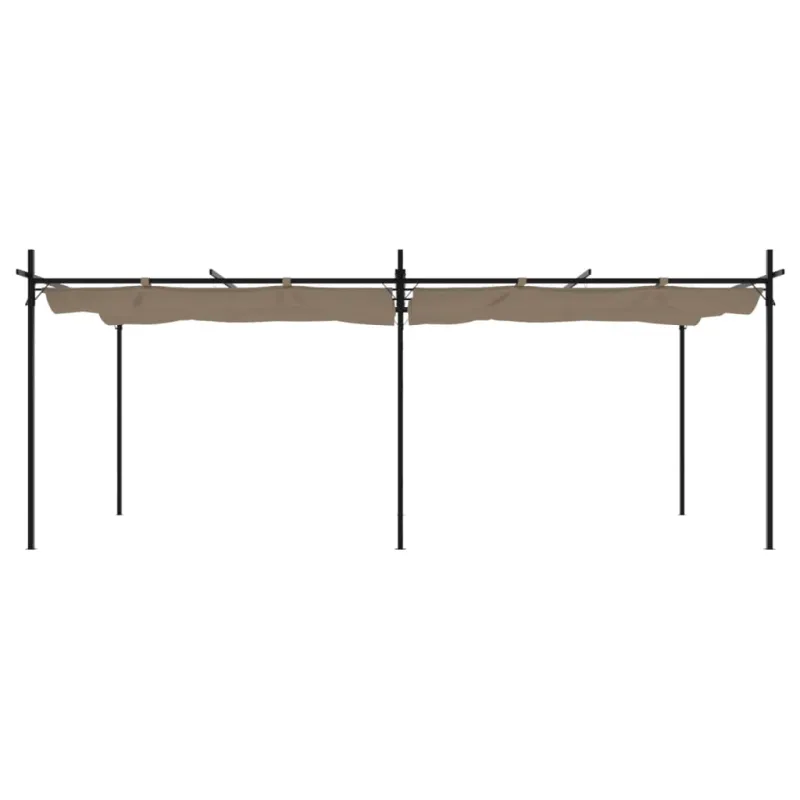 Pergolė su ištraukiamu stogu, taupe spalvos, 589x292x230cm