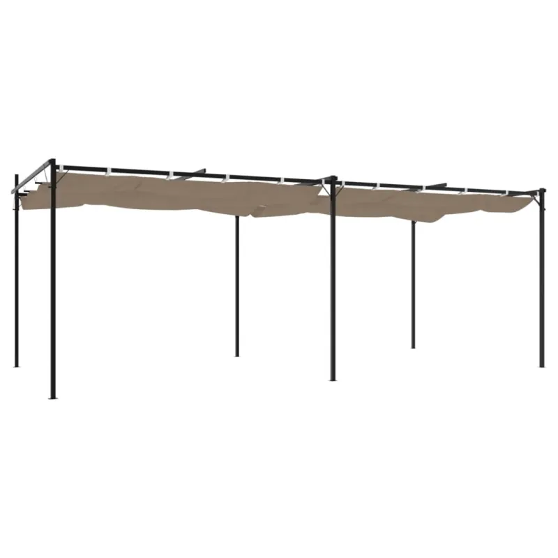 Pergolė su ištraukiamu stogu, taupe spalvos, 589x292x230cm