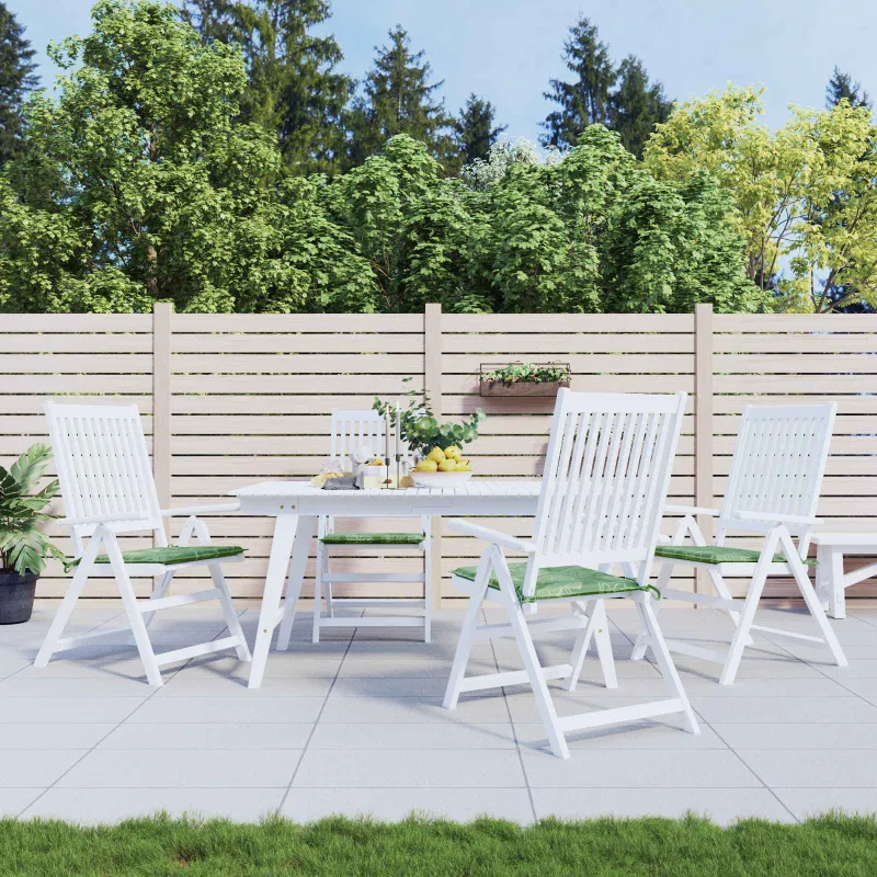 Kėdžių pagalvės 4 pcs Žalia ir balta 50 x 50 x 4 cm