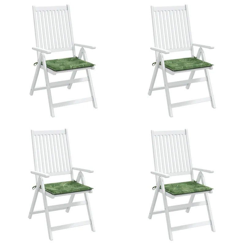 Kėdžių pagalvės 4 pcs Žalia ir balta 50 x 50 x 4 cm