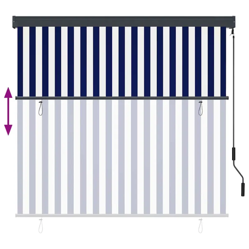 Roletas Mėlyna ir balta 180 x 250 cm Audinys ir aliuminis