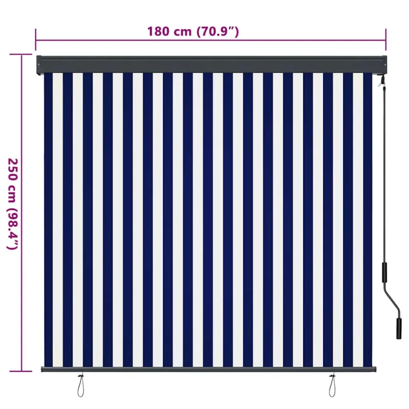 Roletas Mėlyna ir balta 180 x 250 cm Audinys ir aliuminis