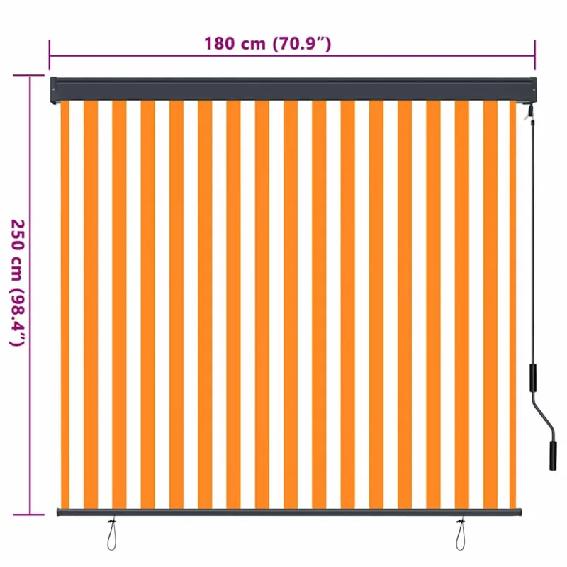 Roletas Balta ir oranžinė 180 x 250 cm Audinys ir aliuminis