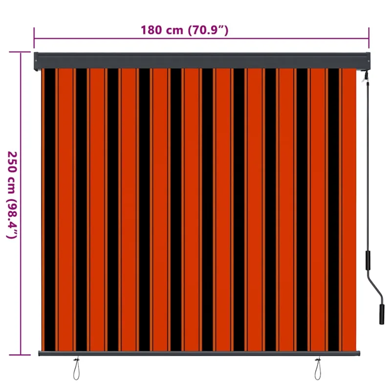 Roletas Oranžinė ir ruda 180 x 250 cm Audinys ir aliuminis