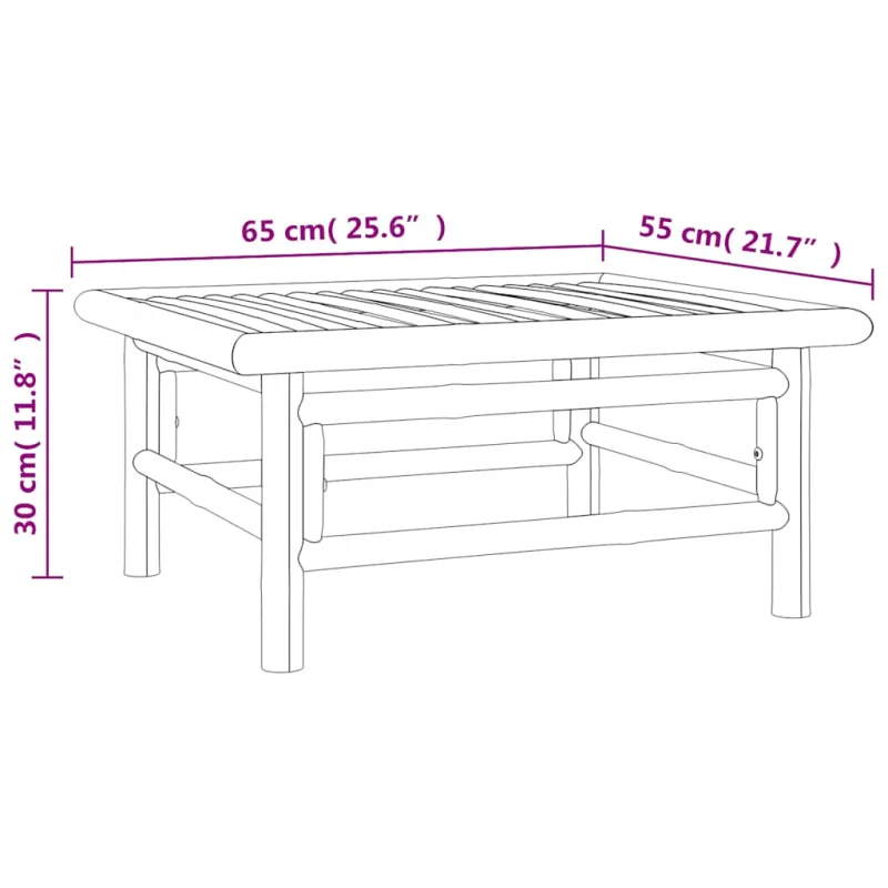 Sodo stalas, 65x55x30cm, bambukas