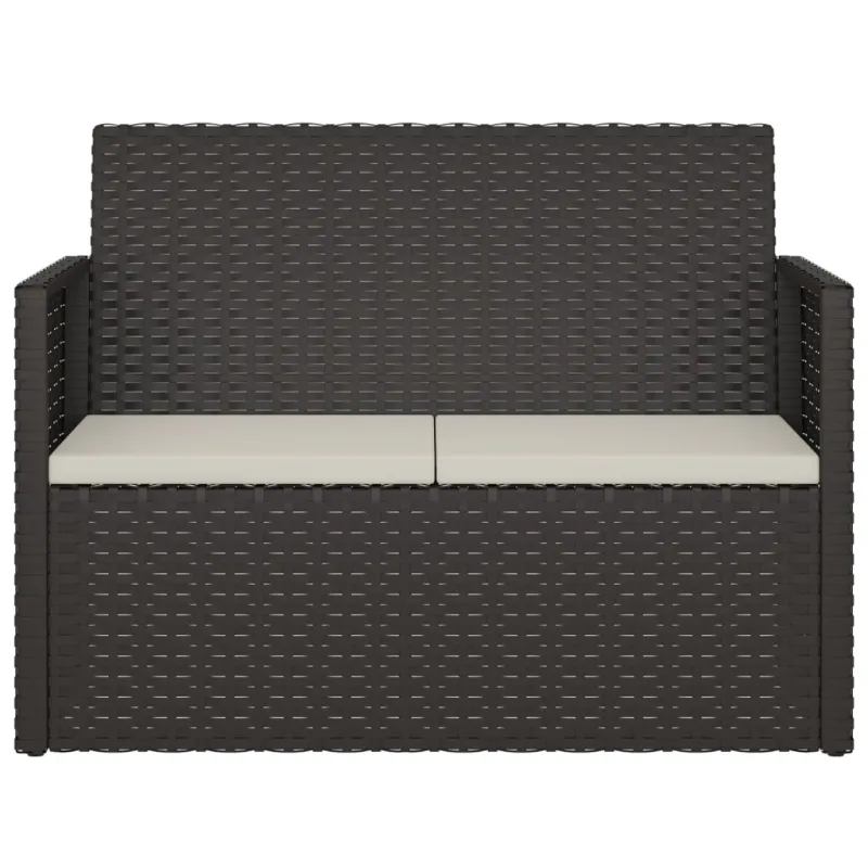 Sodo suoliukas su pagalvėlėmis, juodas, 105cm, poliratanas