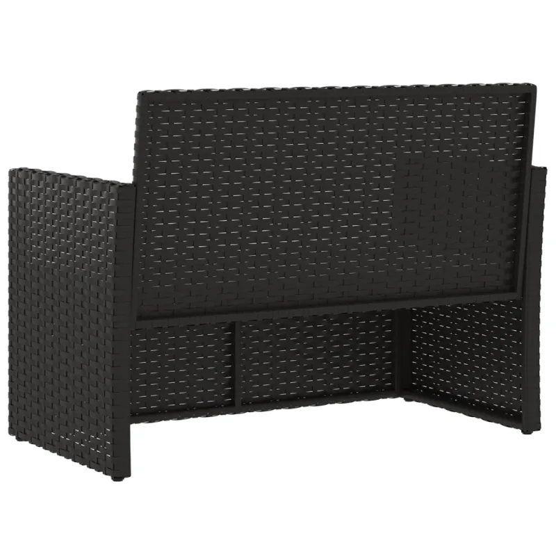 Sodo suoliukas su pagalvėlėmis, juodas, 105cm, poliratanas