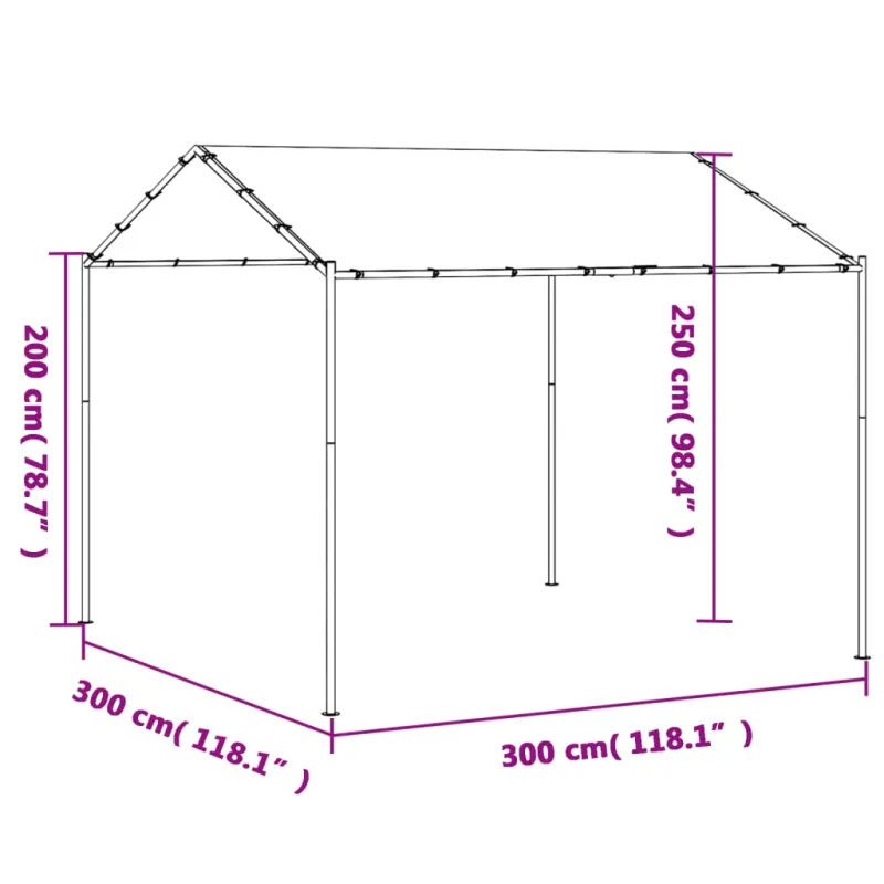 Tentinė palapinė, smėlio spalvos, 3x3m, plienas ir audinys
