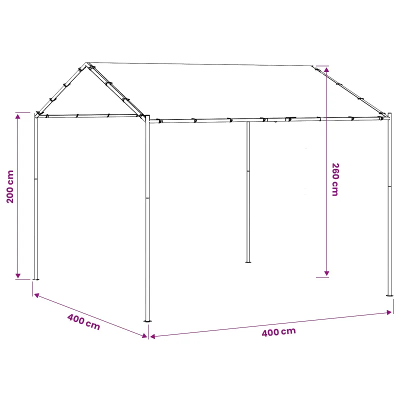Pavėsinė 4 x 4 x 2,6 m Baltas Plienas ir poliesteris 180 gsm