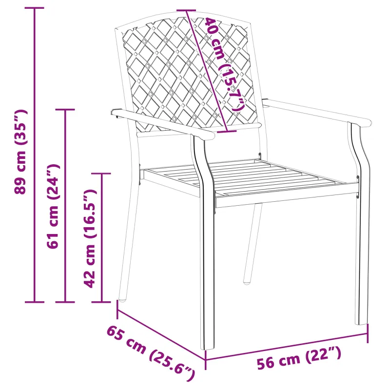 Sodo Kėdė 4 pcs Antracitas 56 x 65 x 89 cm Plienas